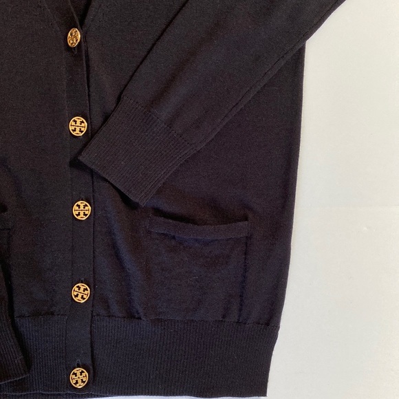 Tory Burch Madeline Merino Wool Cardigan Black - Picture 2 of 4
